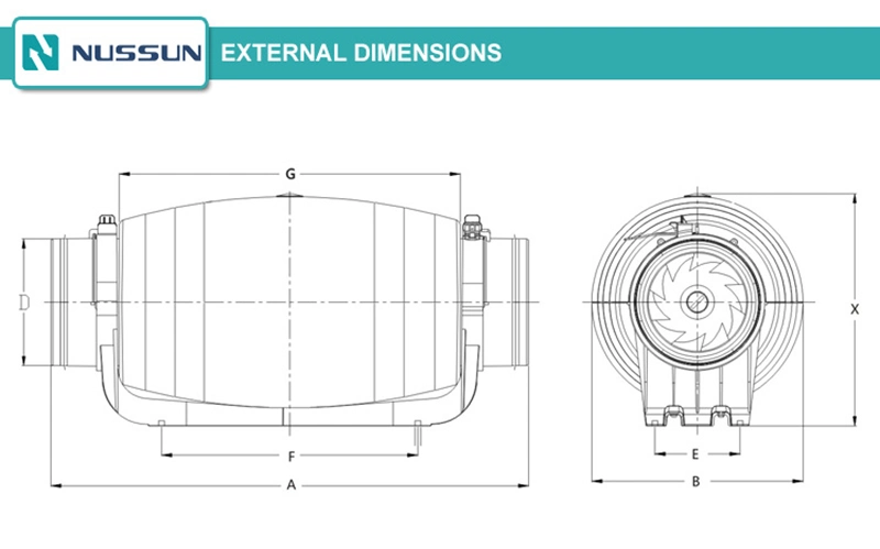 Ventilation Exhaust Fan Using for Heating Cooling Booster, Grow Tents, Hydroponics