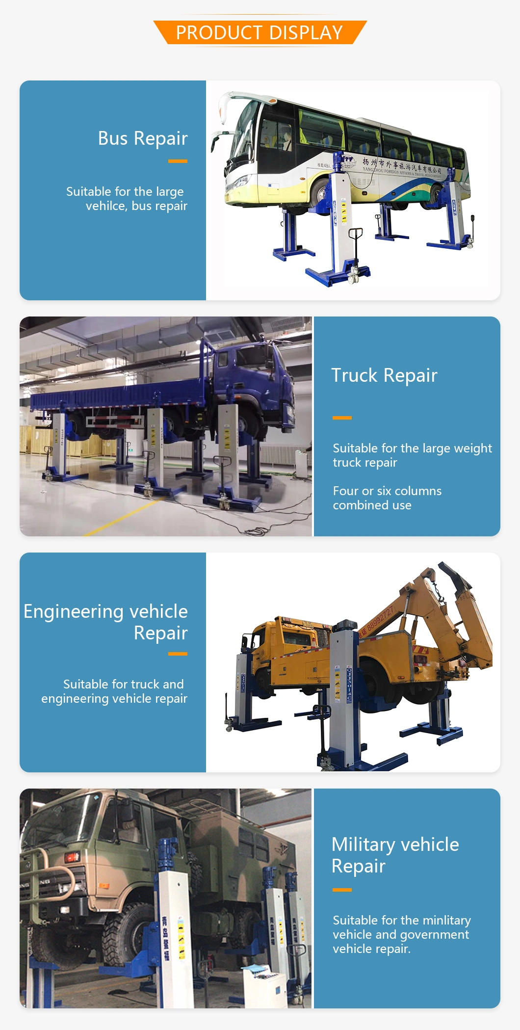 Auto Repair Special Bus/Trucks Ramp Mobile Lifting Machine Workers Heavy Car Lift Dump Truck Lift Hydraulic Jacks for Sale