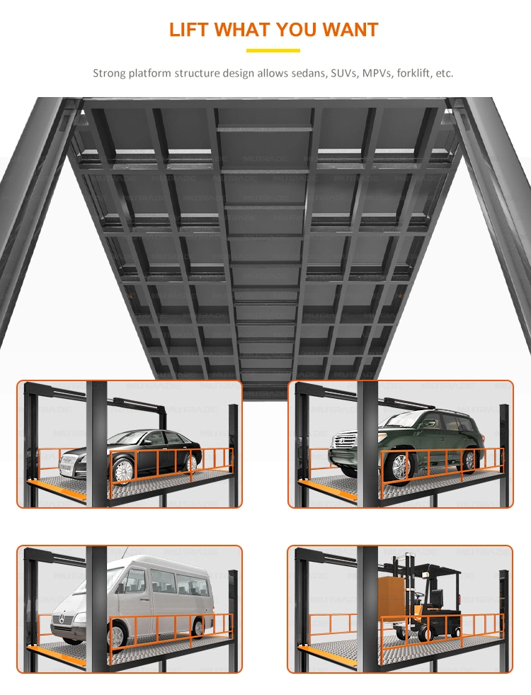 Max 5tons Dimension Customizable 4 Post Car Lift