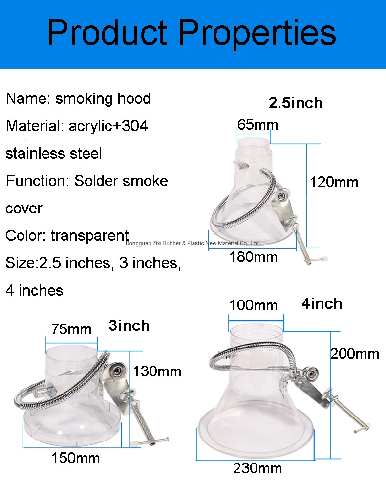 Manufacturers Assembly Line Electronic Soldering Iron Bell Mouth Smoking Exhaust Hood with Hose and Bracket Clamp