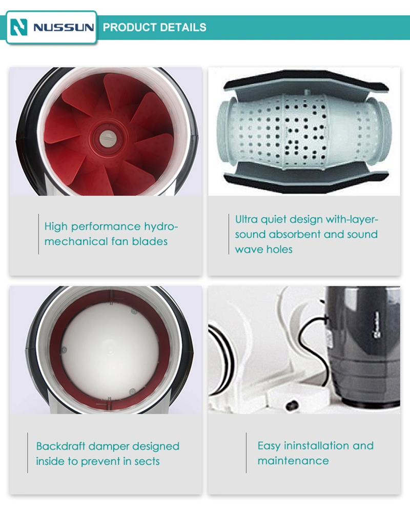 Ventilation Exhaust Fan Using for Heating Cooling Booster, Grow Tents, Hydroponics