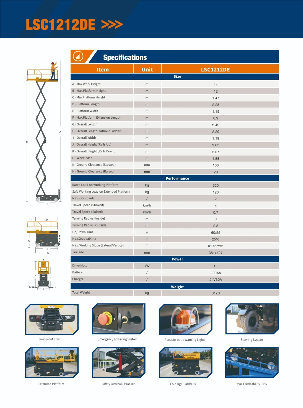 LiuGong MEWP LSC1212DE Electric Sicssor Lift 12m